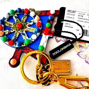 Dolce & Gabbana Nautical Wheel Keychain with Gold Accents